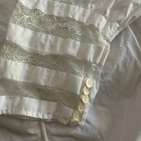 Sandro White long sleeve blouse with lace - Picture 4 of 4